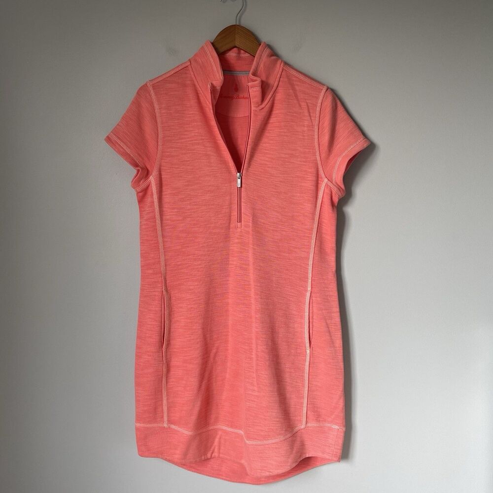 Tommy Bahama Tobago Bay Half-Zip Dress Short-Sleeve Dubarry Coral Size Medium